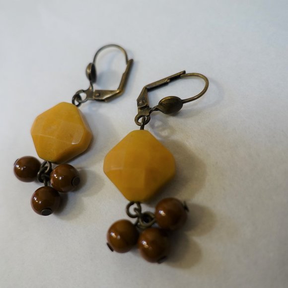 Earring Bundle: Amber/Silver + Red/Yellow Jasper Gemstone Dangle Earrings - Picture 5 of 10